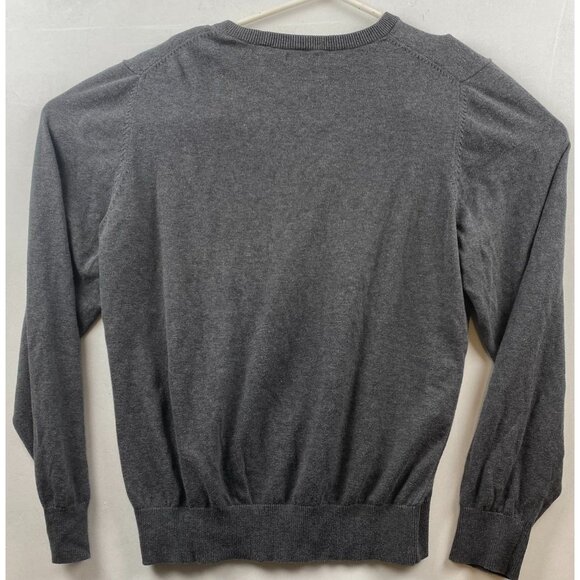 Izod Mens Sweater Medium Gray V-Neck Cotton Blend Long Sleeve - Picture 2 of 6